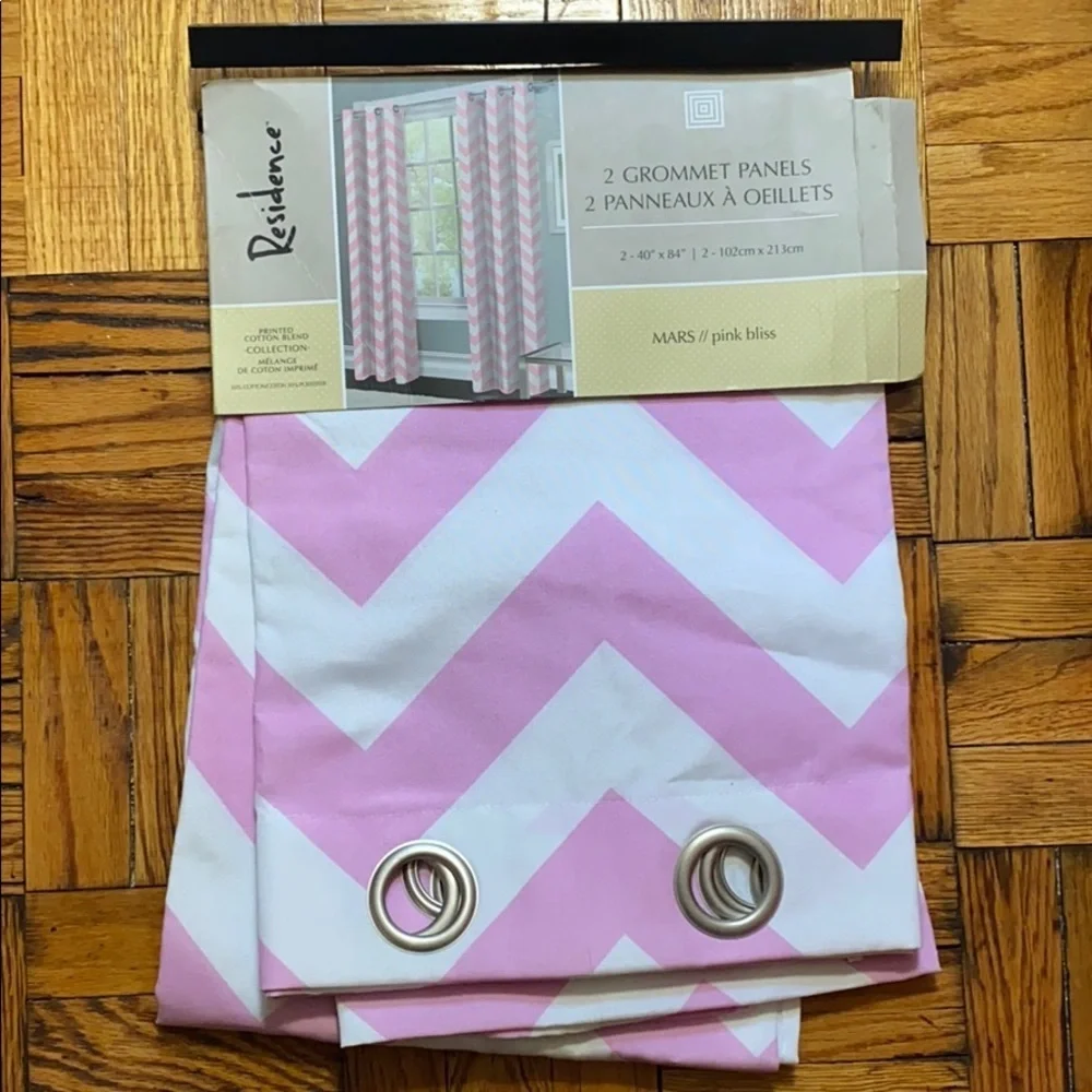 NWT Residence pink and white curtains